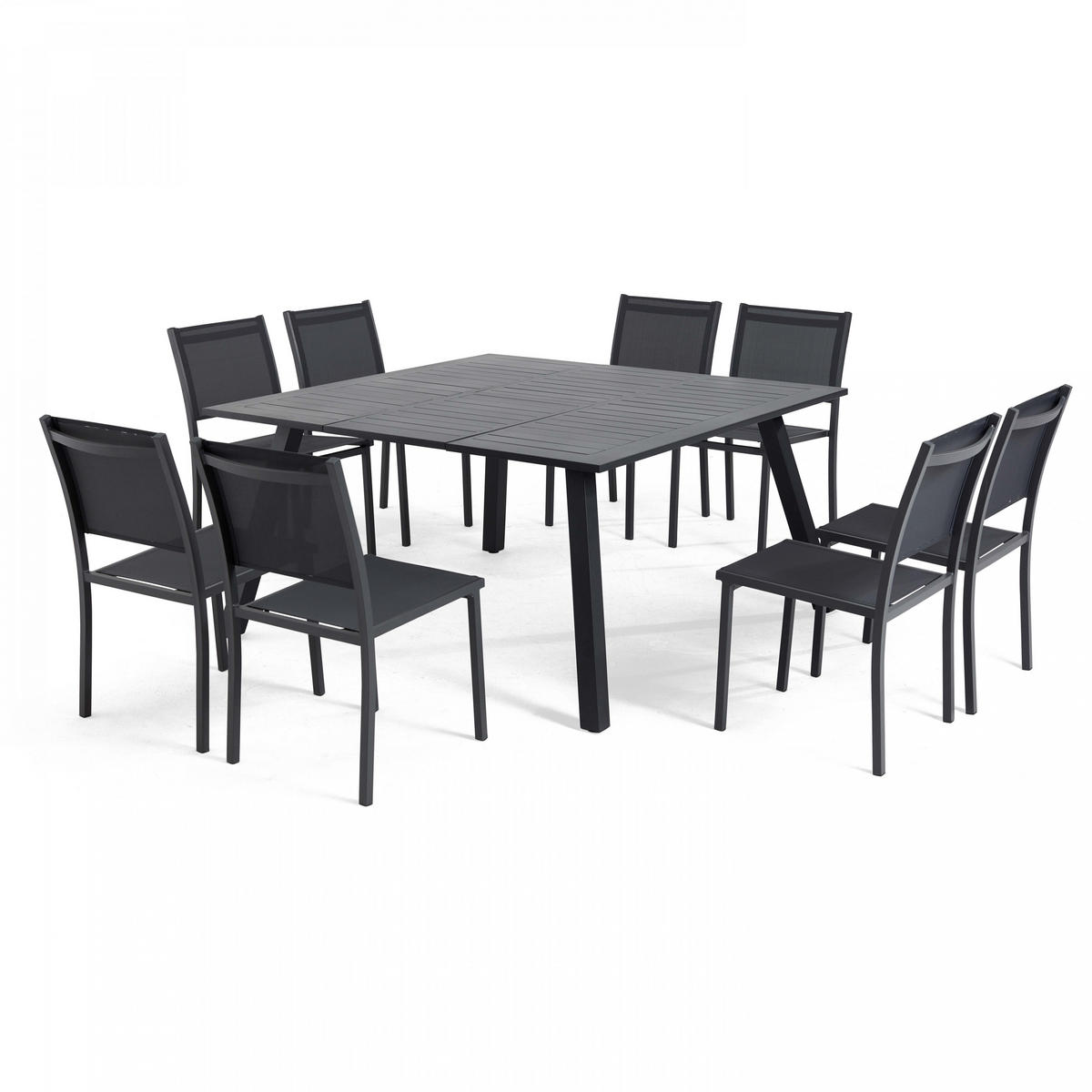 GARTENSET 8-Sitzer, Grau - Grau, Metall - Oviala