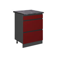 KÜCHENUNTERSCHRANK R-Line Rot 60 cm mit Schubladen, AP Anthrazit - Anthrazit/Rot, Holzwerkstoff (60/81.6/60cm) - Vicco