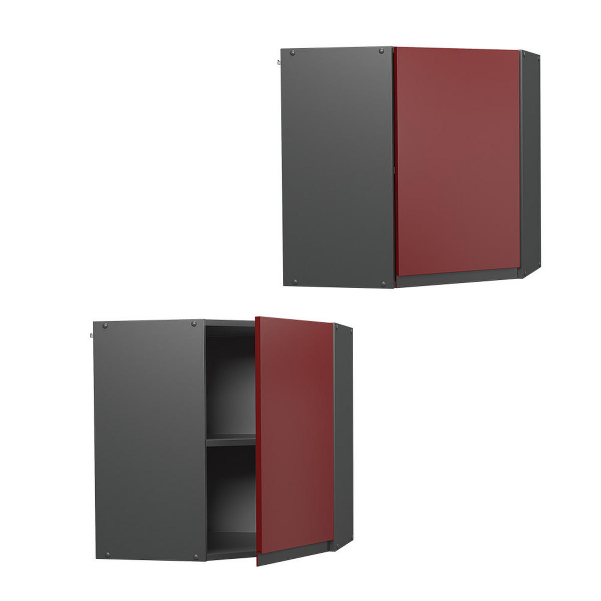 ECKHÄNGESCHRANK R-Line Rot 57 cm J-Shape - Anthrazit/Rot, Holzwerkstoff (57/60/34.1cm) - Vicco
