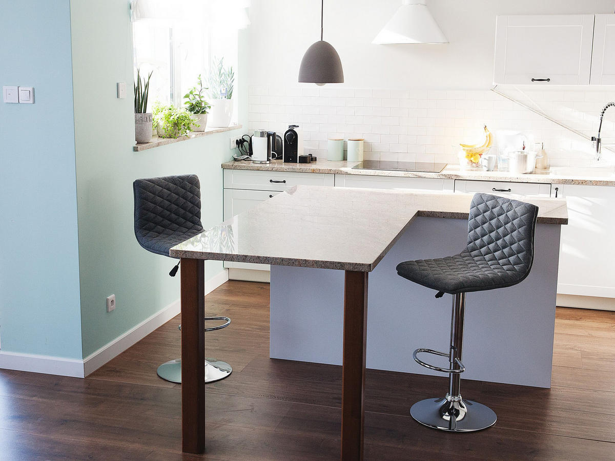 BARHOCKER 2er-Set Polsterbezug Grau Orlando - Grau, Textil/Metall (38/110/38cm) - Beliani