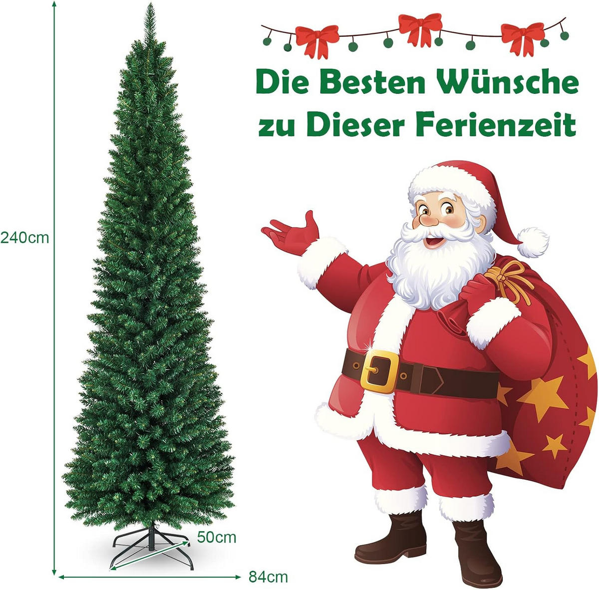 WEIHNACHTSBAUM 240 Grün - Grün, Kunststoff (240cm) - COSTWAY