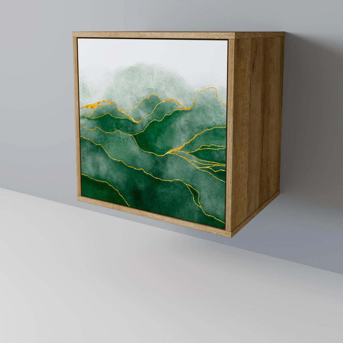 SIDEBOARD EXPENSIVE NATURE, Eichefarben, 57,5x42x75,5 cm, Goldfarbene Metallfüße - Eichefarben/Goldfarben, Holzwerkstoff/Metall (57.5/75.5/42cm) - SpaceRebels