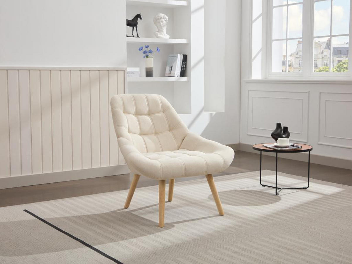 SESSEL - Stoff - Beige - LUOSTO - Beige, Textil (79/83/87cm) - Vente-Unique