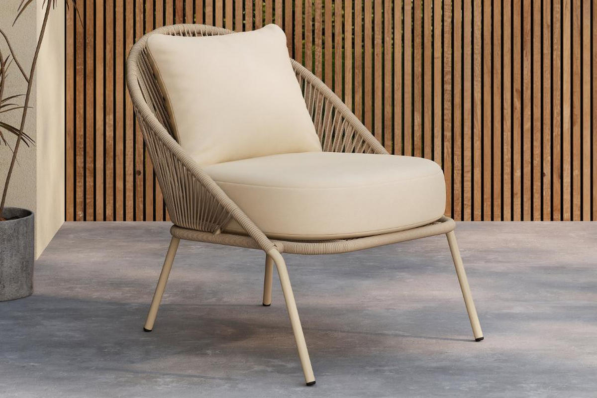 LOUNGESESSEL, Lindos, Beige, Stahl, 74 x 81 x 77 cm - Beige, Metall (74/77/81cm) - ebuy24