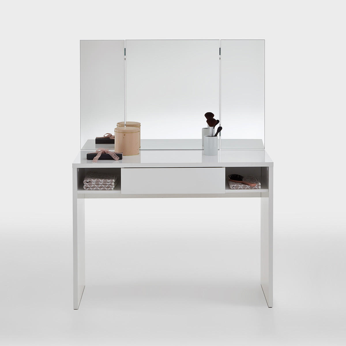 FRISIERTISCH mit 1 Schublade, 2 Nischen und Spiegel - Schminki - Weiß, Holzwerkstoff (41.4/135.7/100cm) - Calicosy