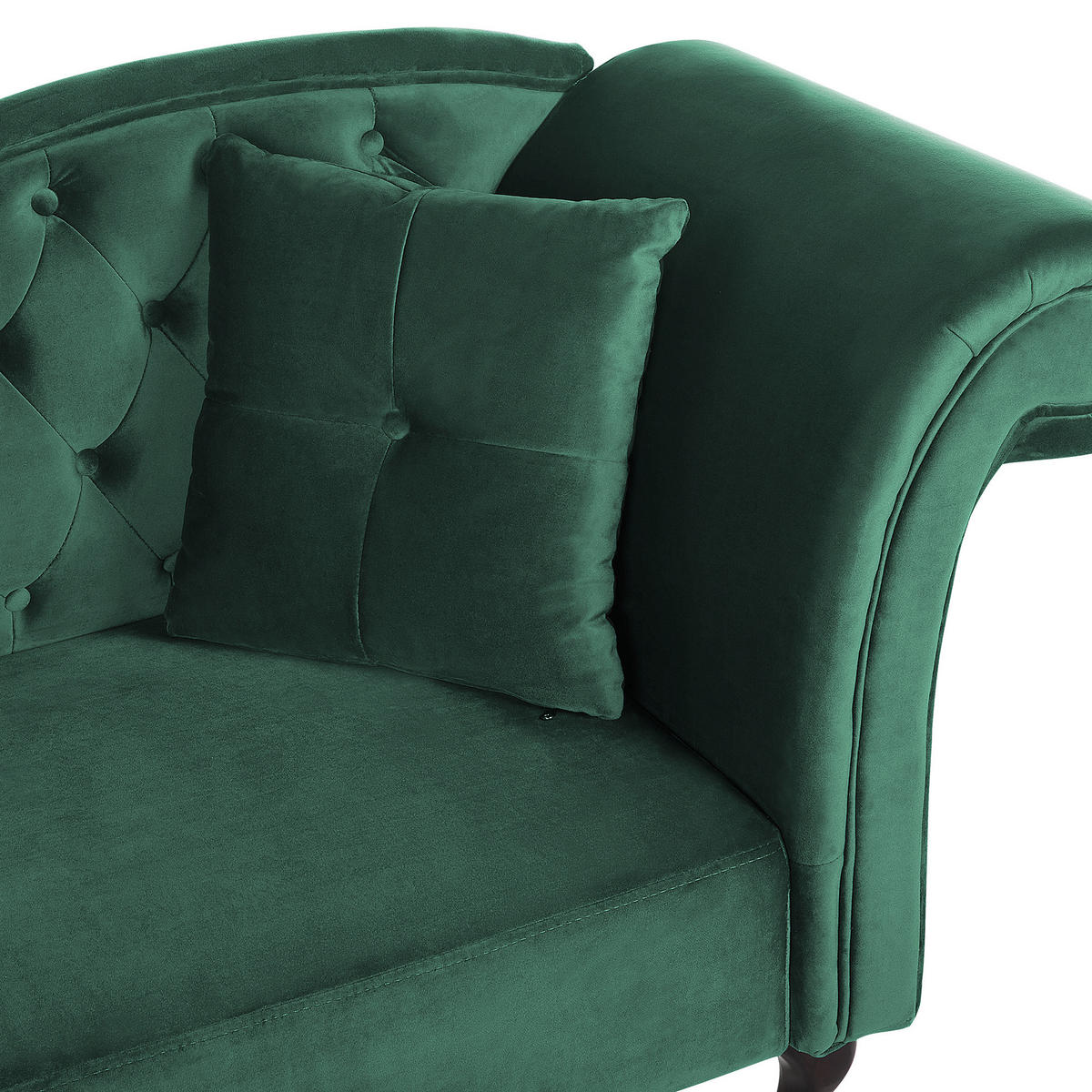 ČALOUNĚNÉ LEHÁTKO CHAISE LONGUE Sametová látka tmavě zelené pravostranné Lattes - zelená barva, textil (188/87/59cm) - Beliani