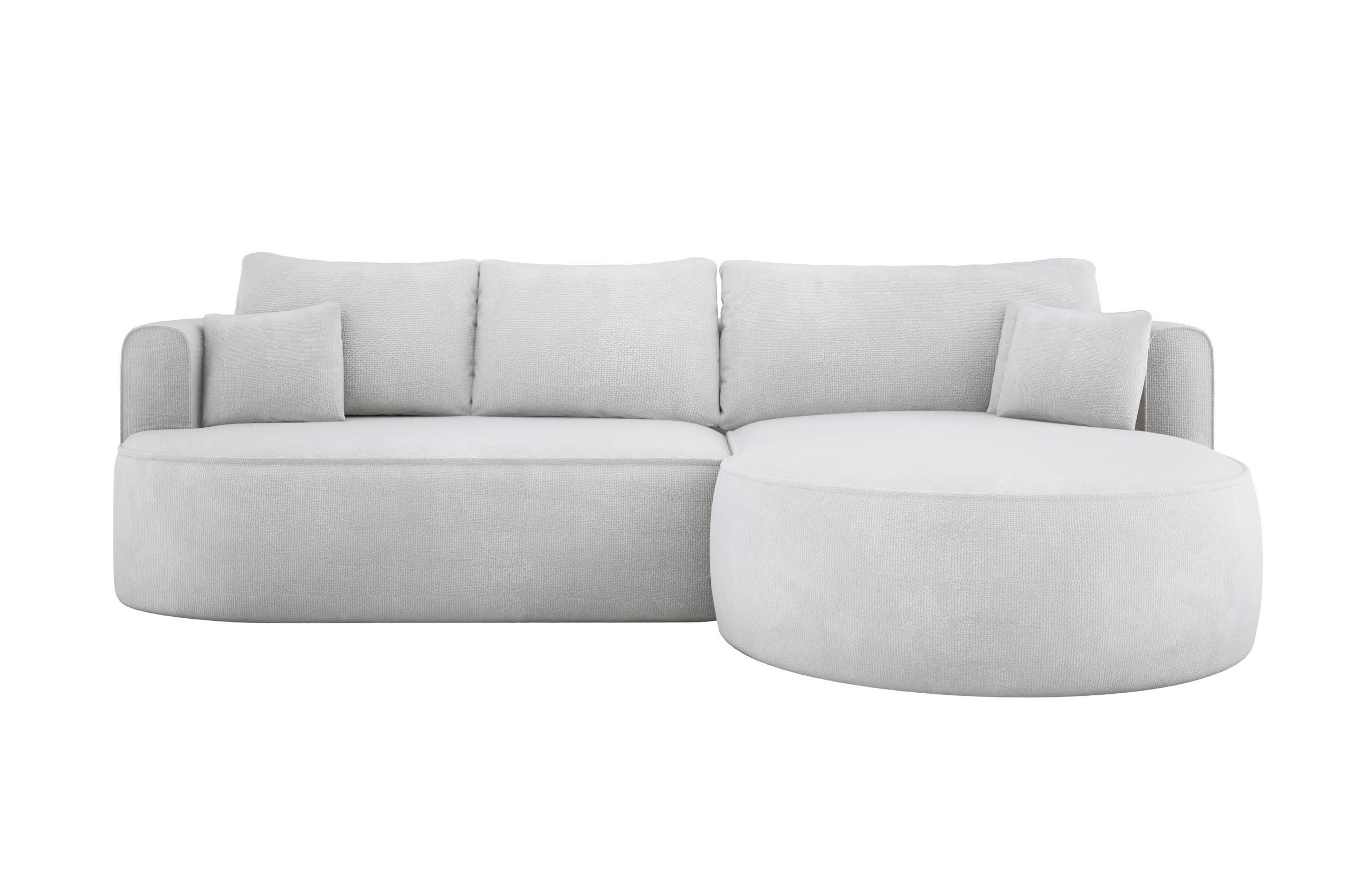 ECKSOFA FIORE-L Moderne Ausziehbare Schlaf-Funktion, automatischer Auffaltung, lose Rückenkissen freistehend RECHTS 284x183x82 cm cm White - Weiß, Holz/Textil (284/183cm) - DomoHome