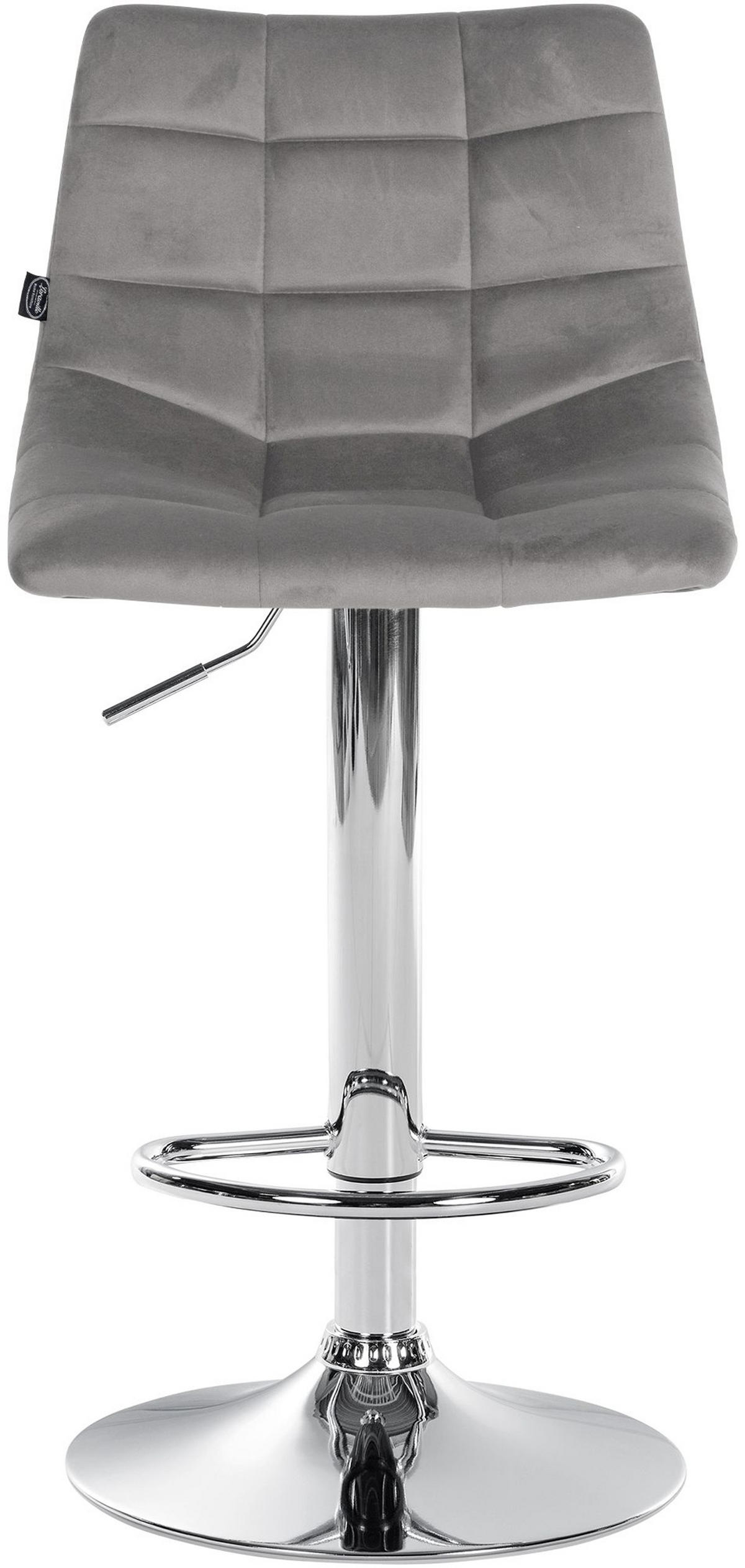 BARHOCKER 2er Set James Samt chrom grau - Chromfarben/Grau, Textil/Metall (43/108.5/46.5cm) - TPFLiving
