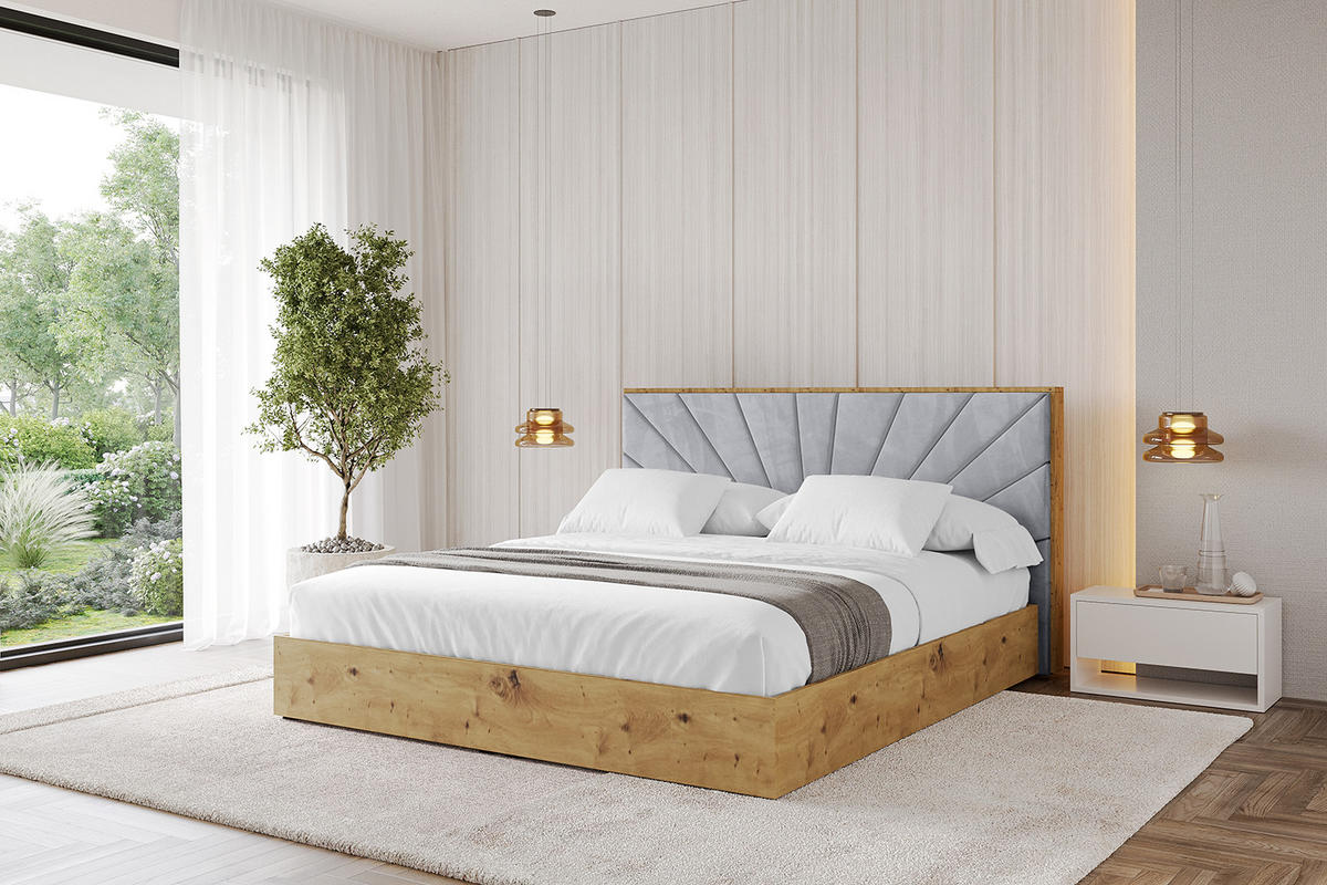 POLSTERBETT mit Bettkasten und Lattenrost, Bett mit Matratze H3/H4 - ENZO6 180x200 Hellgrau - Hellgrau, Holzwerkstoff/Textil (180/200cm) - ALTDECOR