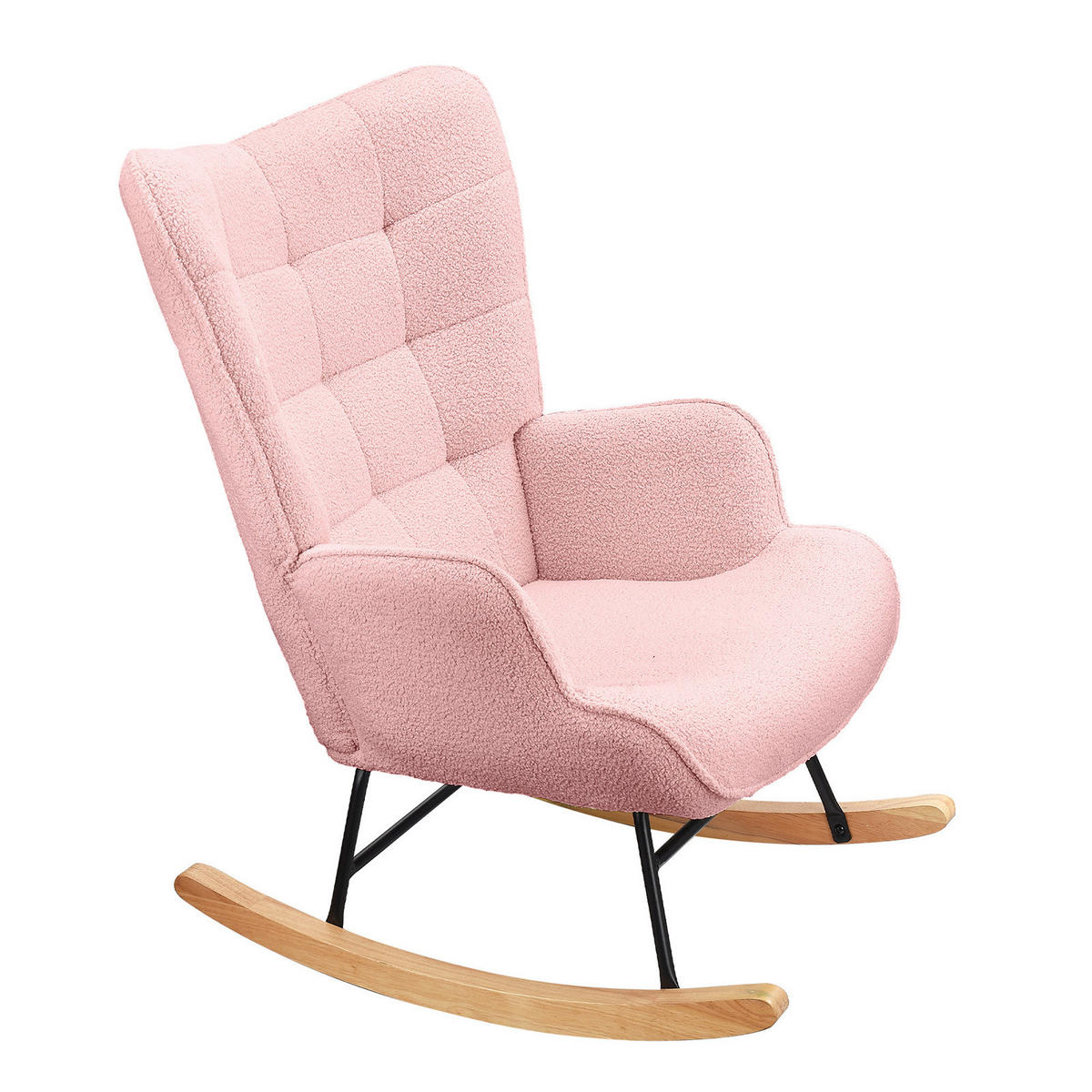 SCHAUKELSTUHL mit Rückenlehne, gepolsterter Schaukelstuhl für Wohnzimmer, Schlafzimmer, Balkon, Relaxsessel, Rosa - Pink, Textil (68/92/75cm) - WoodenAura