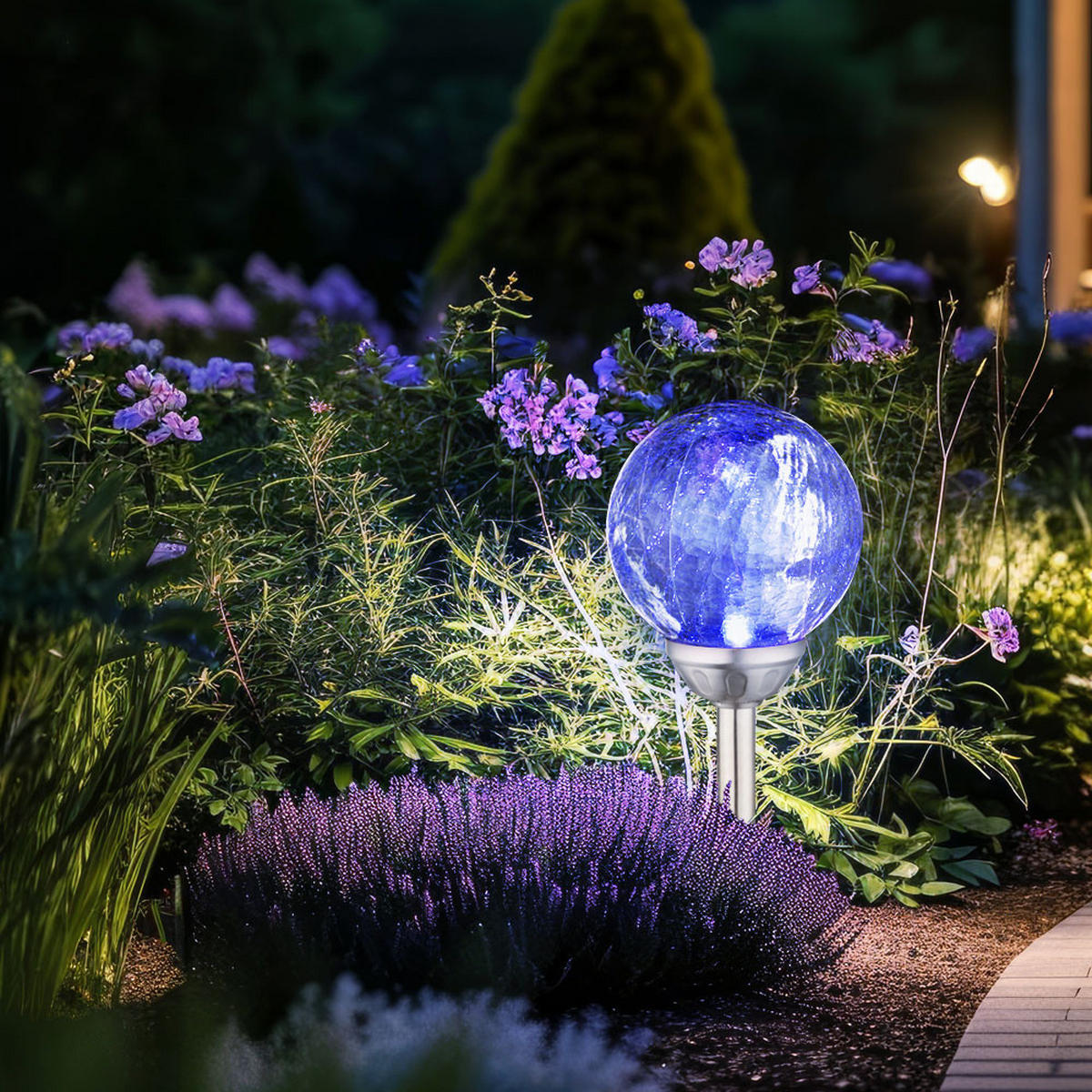 LED AUSSENLEUCHTE Bunt Solar 3er Set - Multicolor, Glas (15/15/43cm) - Globo Lighting