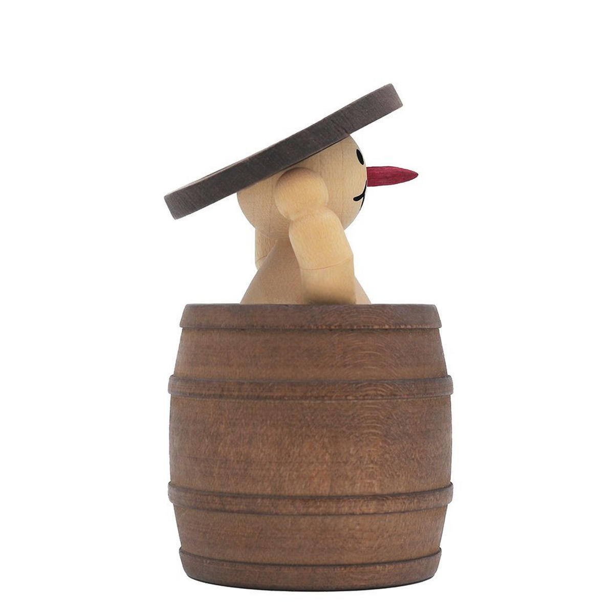 HOLZFIGUR Schneemann Junior im Fass stehend mit Deckel 8 cm - Multicolor, Holz (5/1/0.1cm)