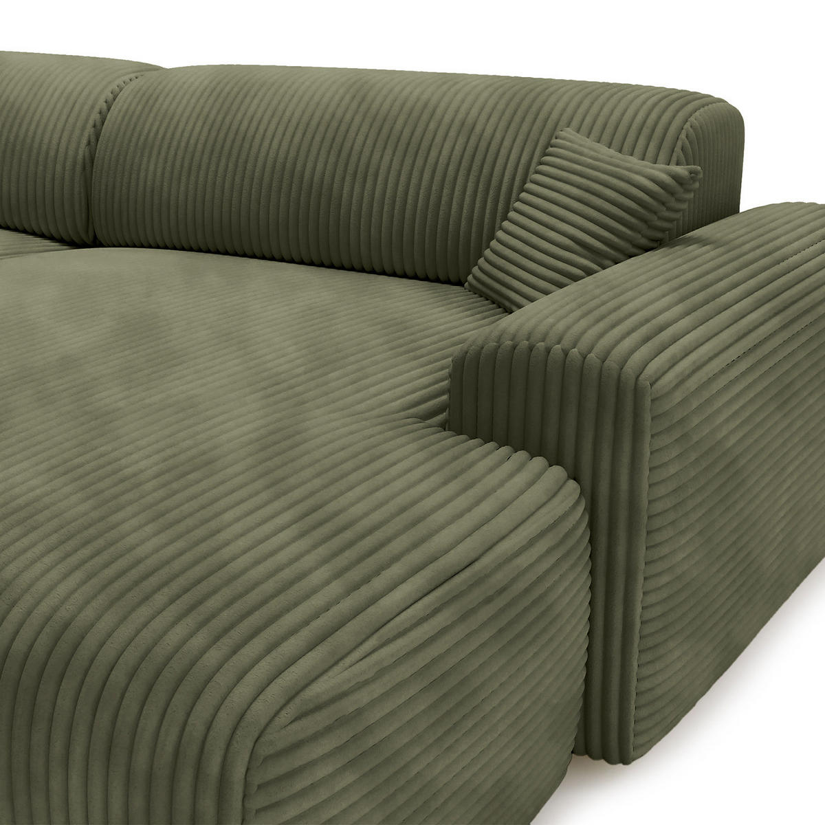ECKSOFA mit Longchair - Cord - Schwarz/Grün, Kunststoff/Textil (284/178cm) - home24