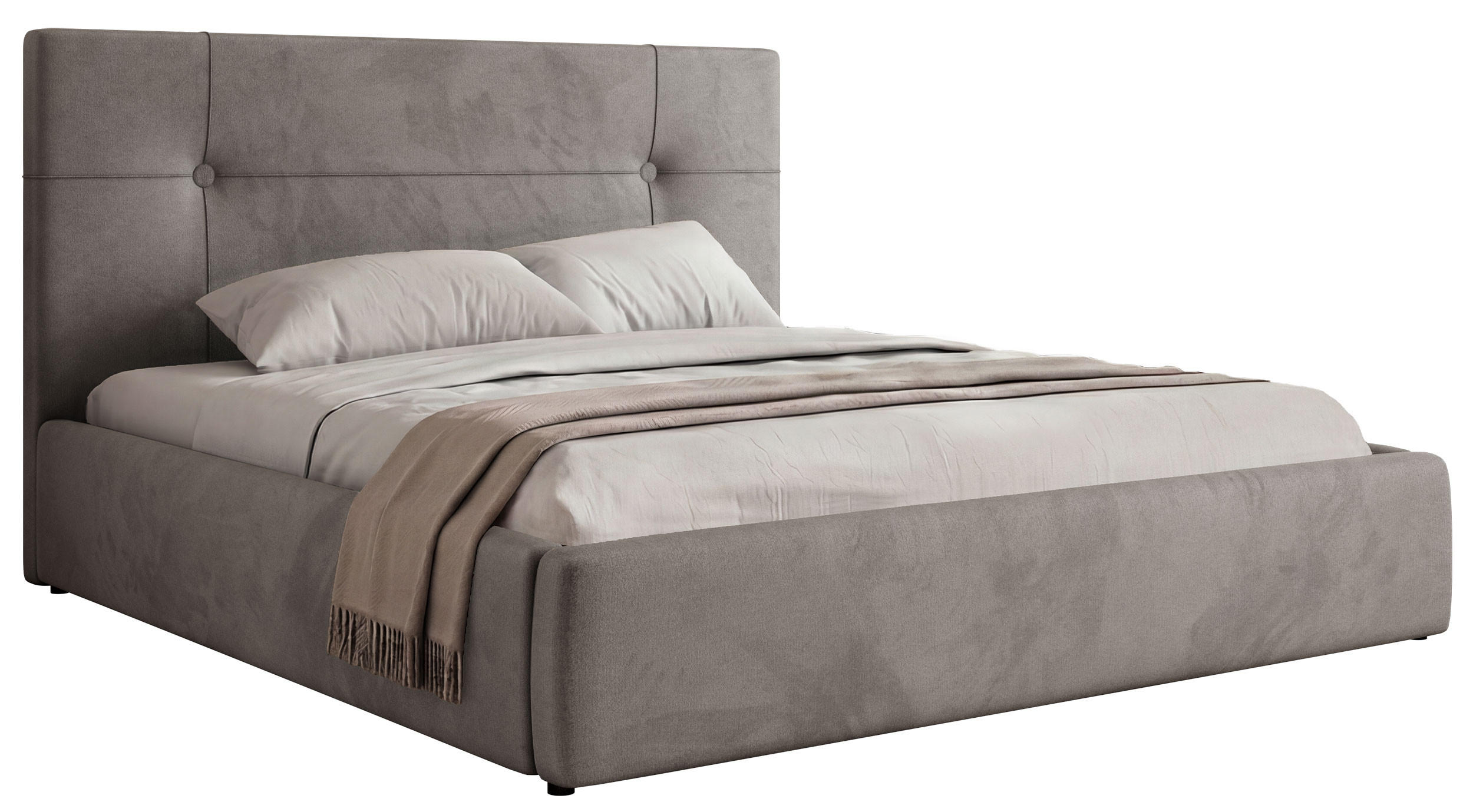 POLSTERBETT CALERIO CLASSIC 200/200 - Hellgrau Velvet - Matratze Multipocket - Hellgrau/Schwarz, Kunststoff/Textil (200/200cm) - MKS