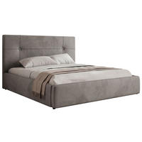 ČALÚNENÁ POSTEĽ CALERIO CLASSIC 140/200 - Svetlosivá Samet - Matrac Multipocket - čierna/svetlosivá, textil/plast (140/200cm) - MKS