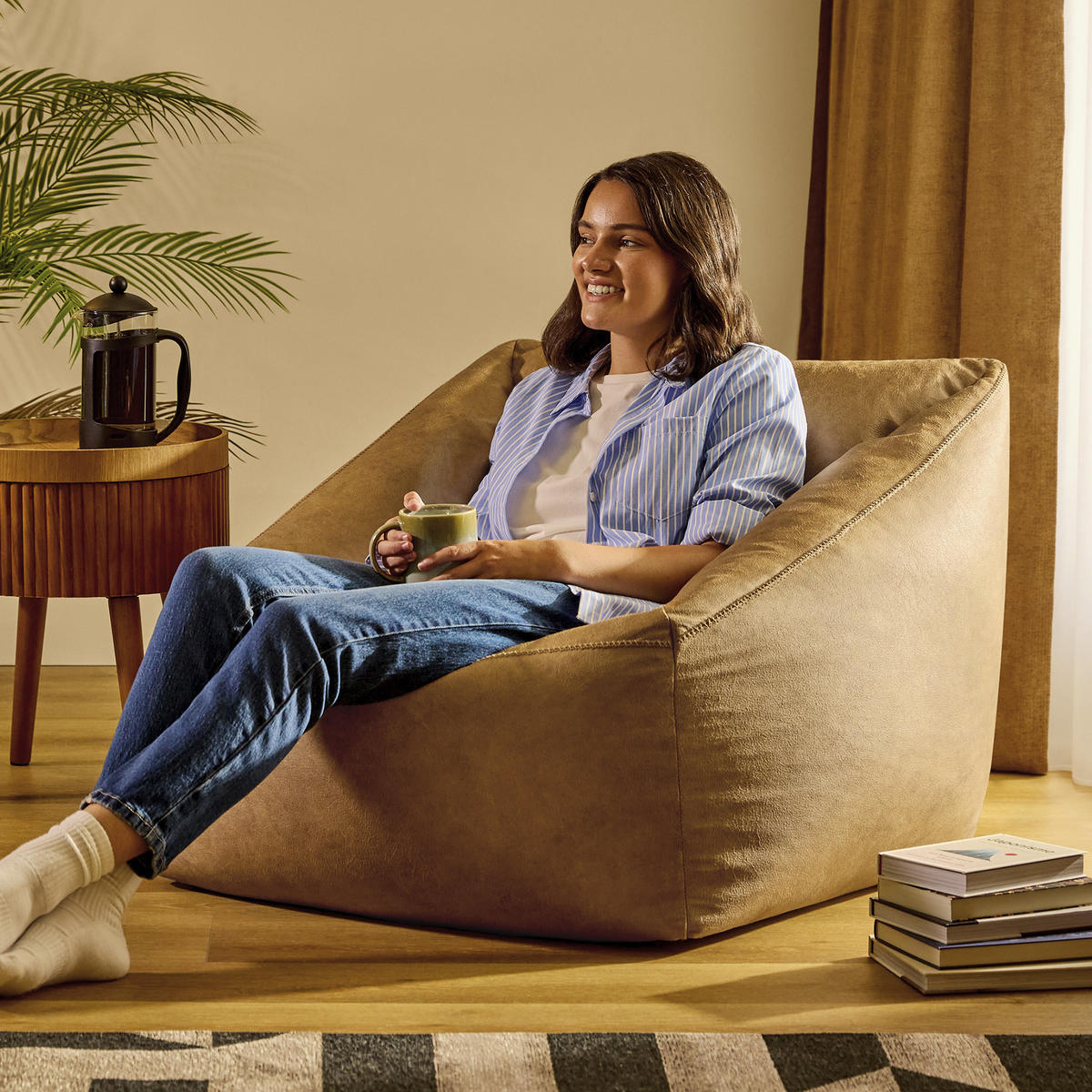 SITZSACK Sessel aus Kunstleder Natalia - Braun, Textil (70/65/70cm) - icon