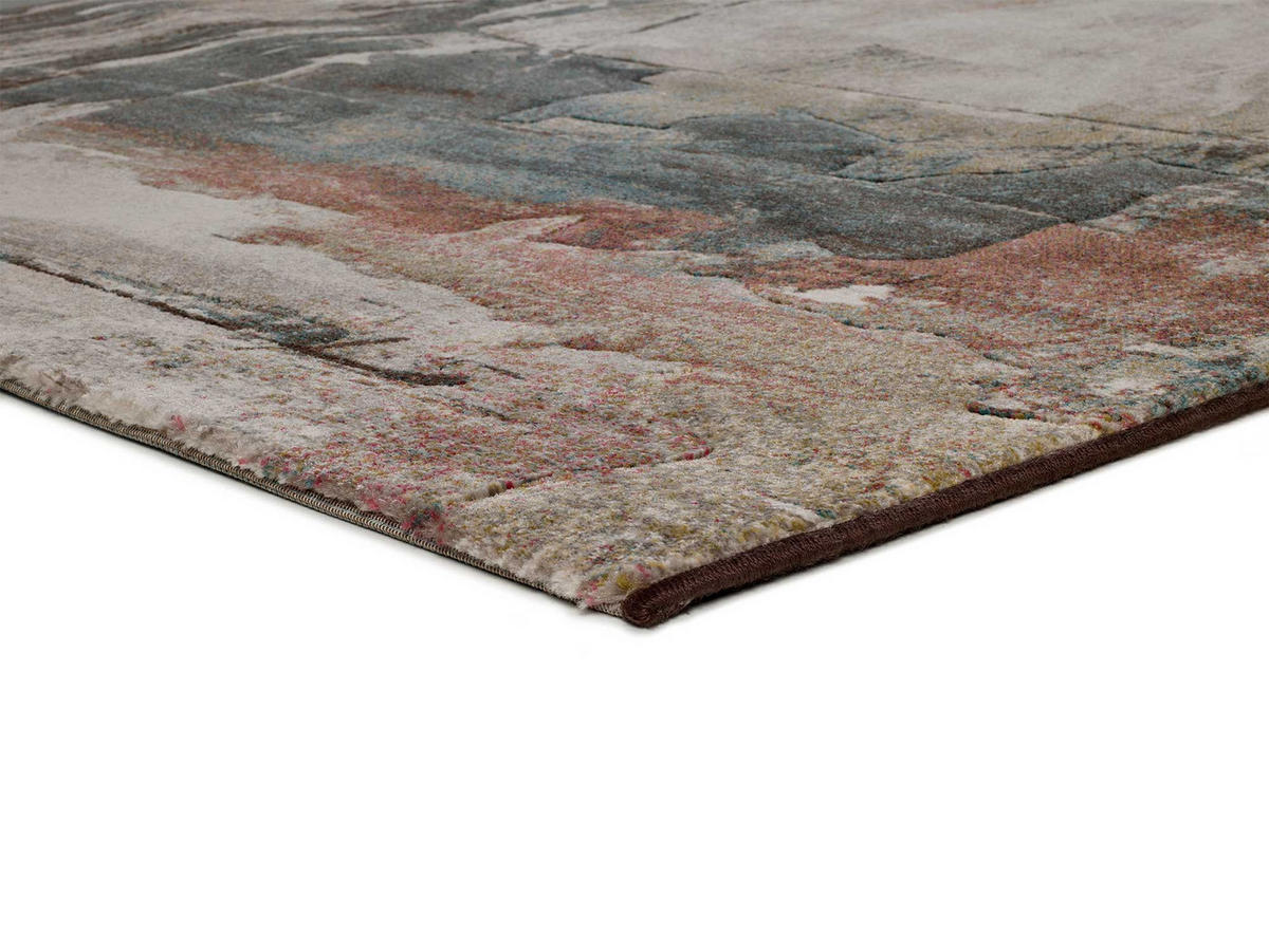 WEBTEPPICH Grau Victoria 133/195 cm - Blau/Rostfarben, Naturmaterialien/Textil (133/195cm) - Atticgo