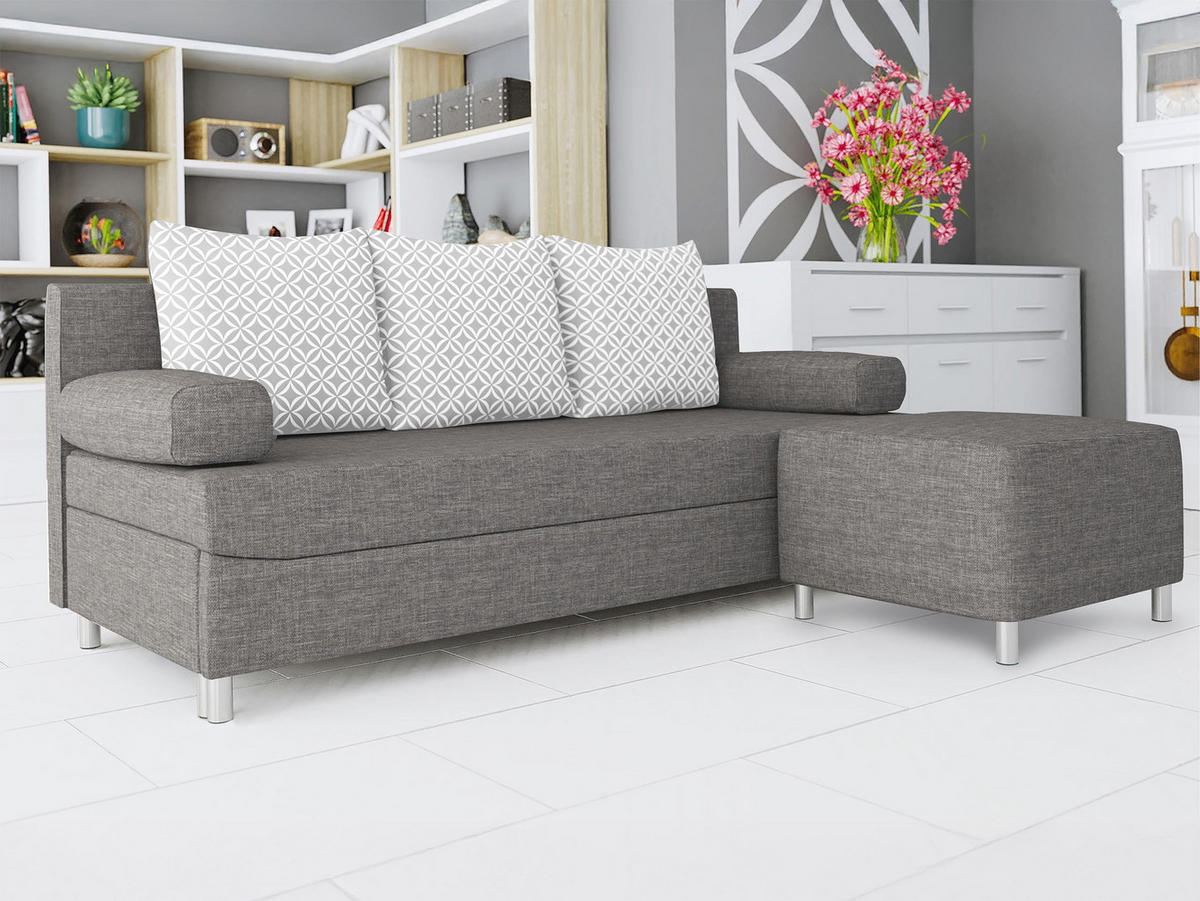 SCHLAFSOFA Dover mit Polsterhocker - Chromfarben/Silberfarben, Holz/Kunststoff (192/80cm) - MIRJAN24