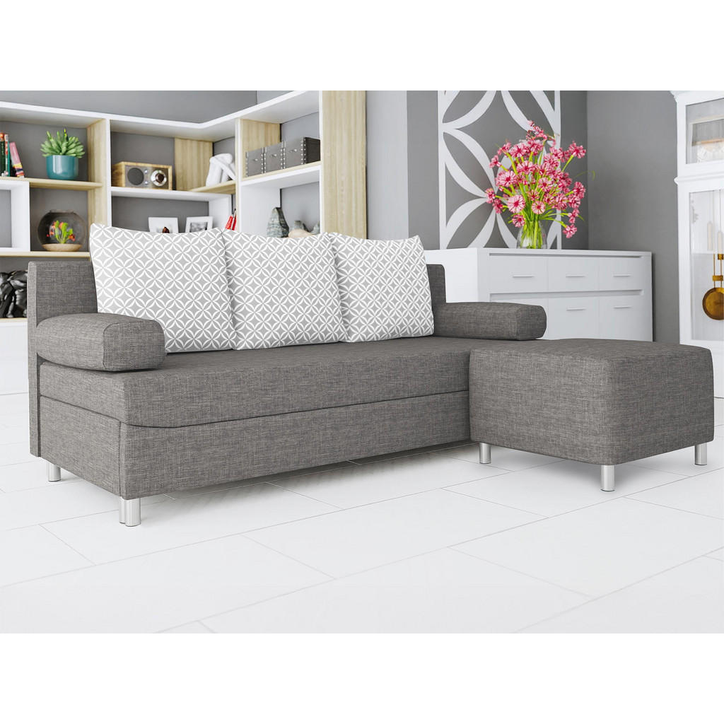 Thumbnail - Mirjan24 Schlafsofa, Silber, Textil, 3-Sitzer, L-Form,Rechteckig, 192x80 cm, Wohnzimmer, Sofas & Couches, Wohnlandschaft...