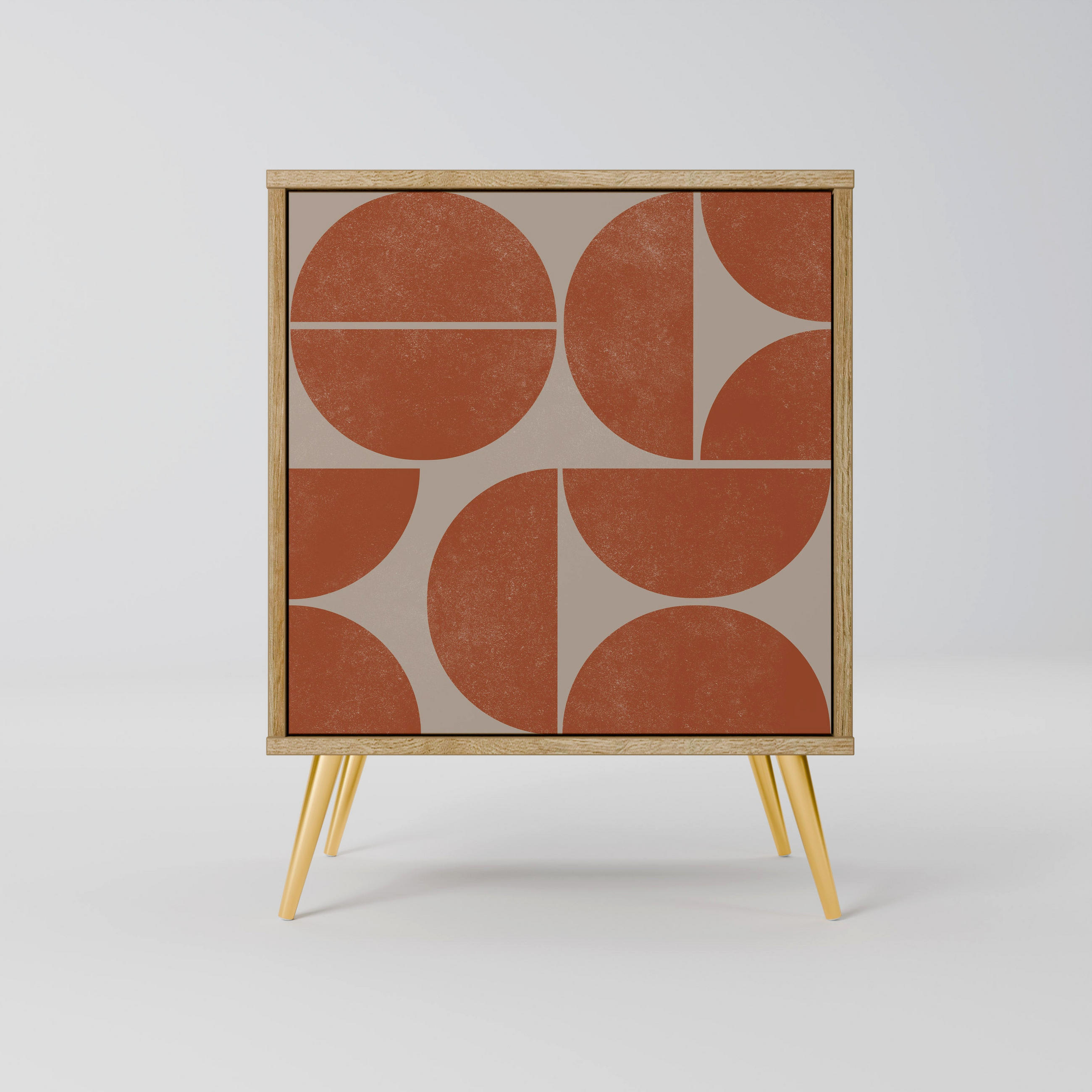 SIDEBOARD REPETITION COMPULSION, Eichefarben, 57,5x42x75,5 cm, Goldfarbene Metallfüße - Eichefarben/Goldfarben, Holzwerkstoff/Metall (57.5/75.5/42cm) - SpaceRebels