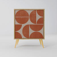 SIDEBOARD REPETITION COMPULSION, Eichefarben, 57,5x42x75,5 cm, Goldfarbene Metallfüße - Eichefarben/Goldfarben, Holzwerkstoff/Metall (57.5/75.5/42cm) - SpaceRebels