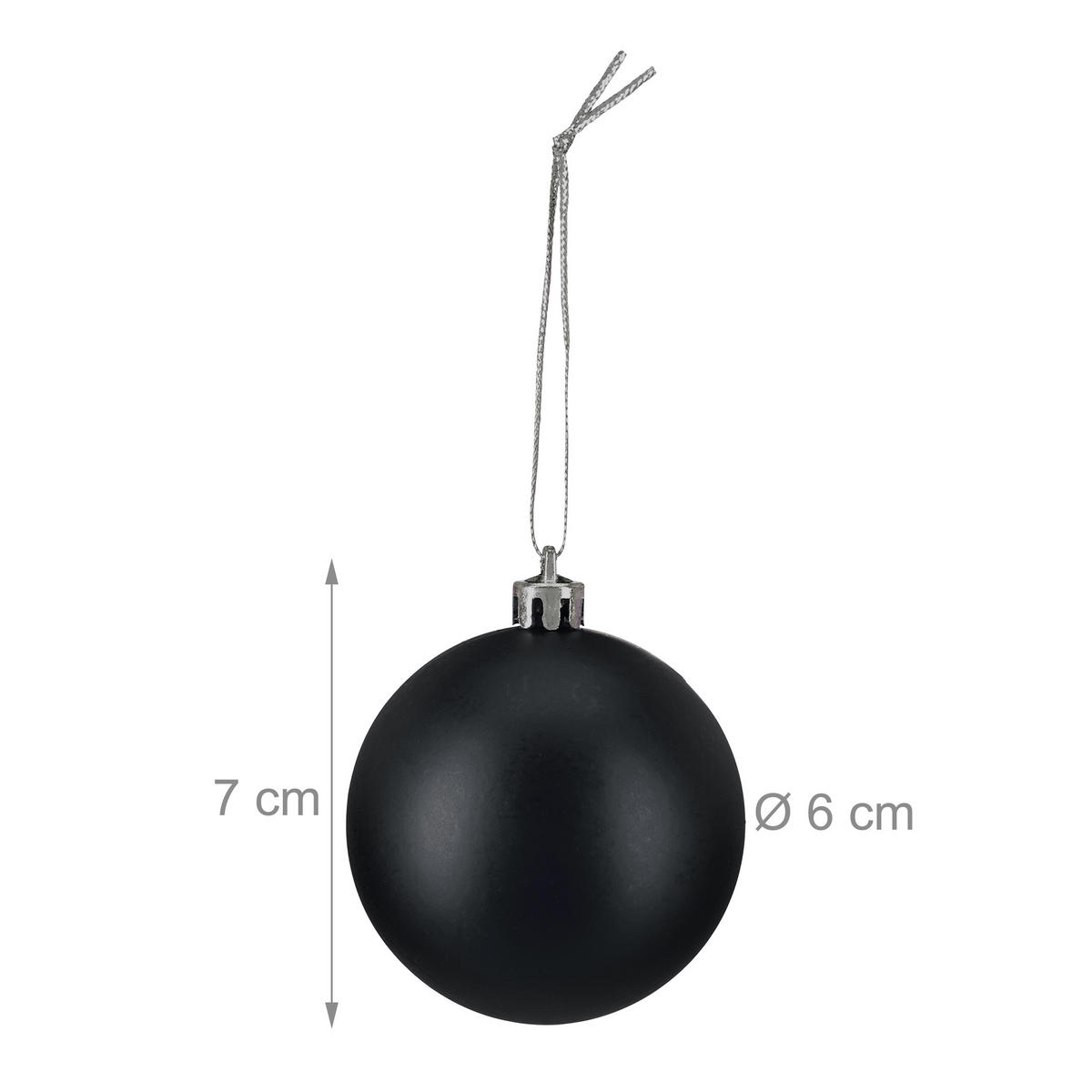 100XWEIHNACHTSKUGELN - Schwarz, Kunststoff (6/7/6cm) - Relaxdays