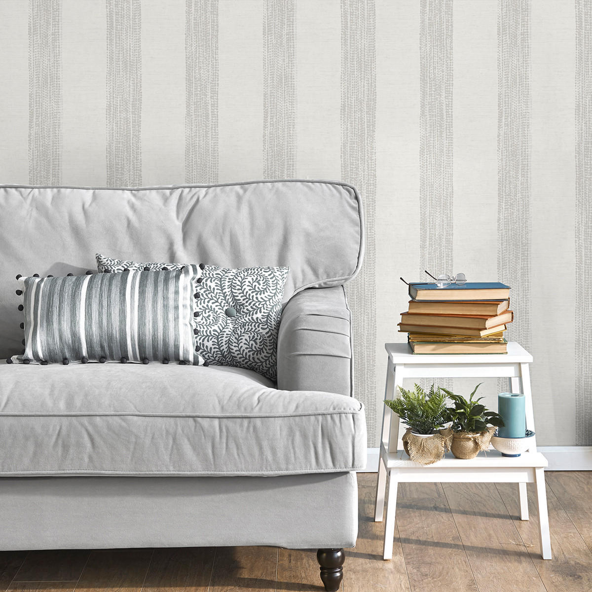 TAPETE gemalte Streifen 53 cm x 10,05 m - Grau, Papier (53/1000cm) - Sanders & Sanders