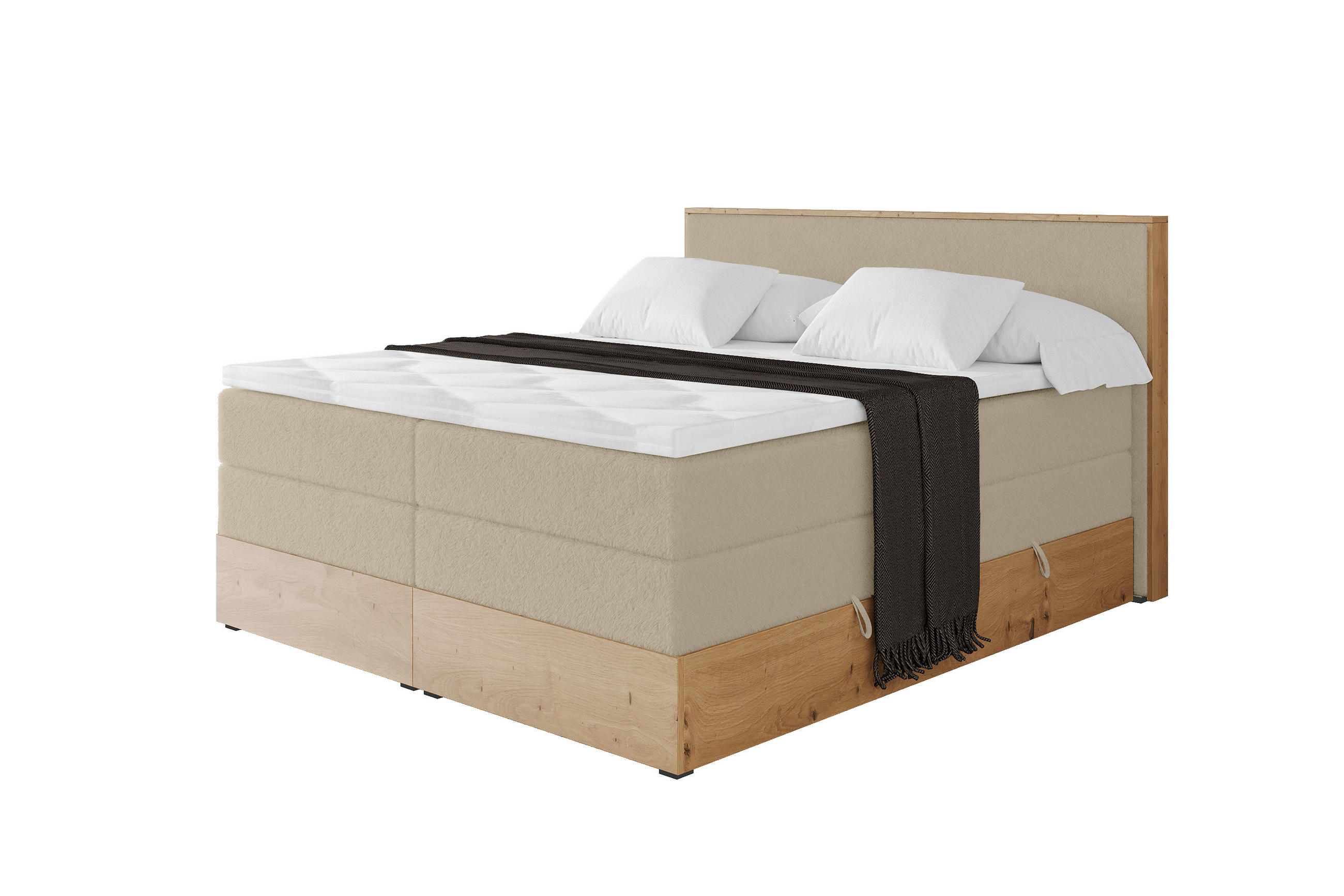 BOXSPRINGBETT LOLLI9 -KING 180x200 - H3/H4 Creme - Champagner, Holzwerkstoff (180/200cm) - ALTDECOR