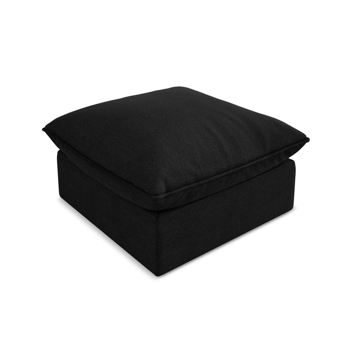 POUF Bouclé Stoff Schwarz - Schwarz, Holzwerkstoff/Kunststoff (75/45/75cm) - LaMiaSofa