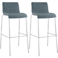 2ER Set Barhocker Hover 100x43x48 cm blau - Blau, Textil (43/100/48cm) - furnicato