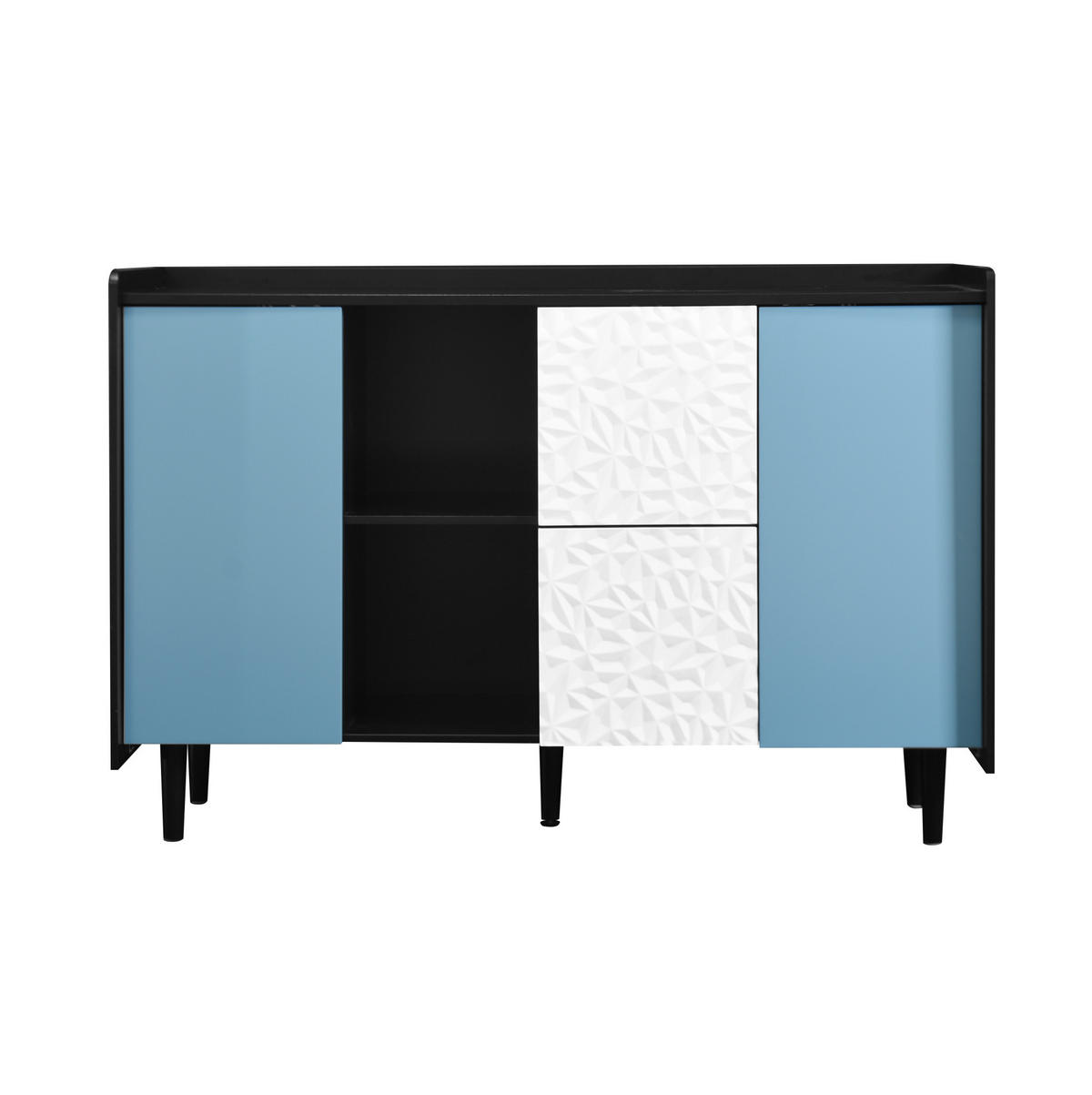 SIDEBOARD 120/40/80 cm Schwarz/Blau aus MDF mit 2 Schubladen - Schwarz, Holzwerkstoff (40/80/120cm) - OKMYHOME