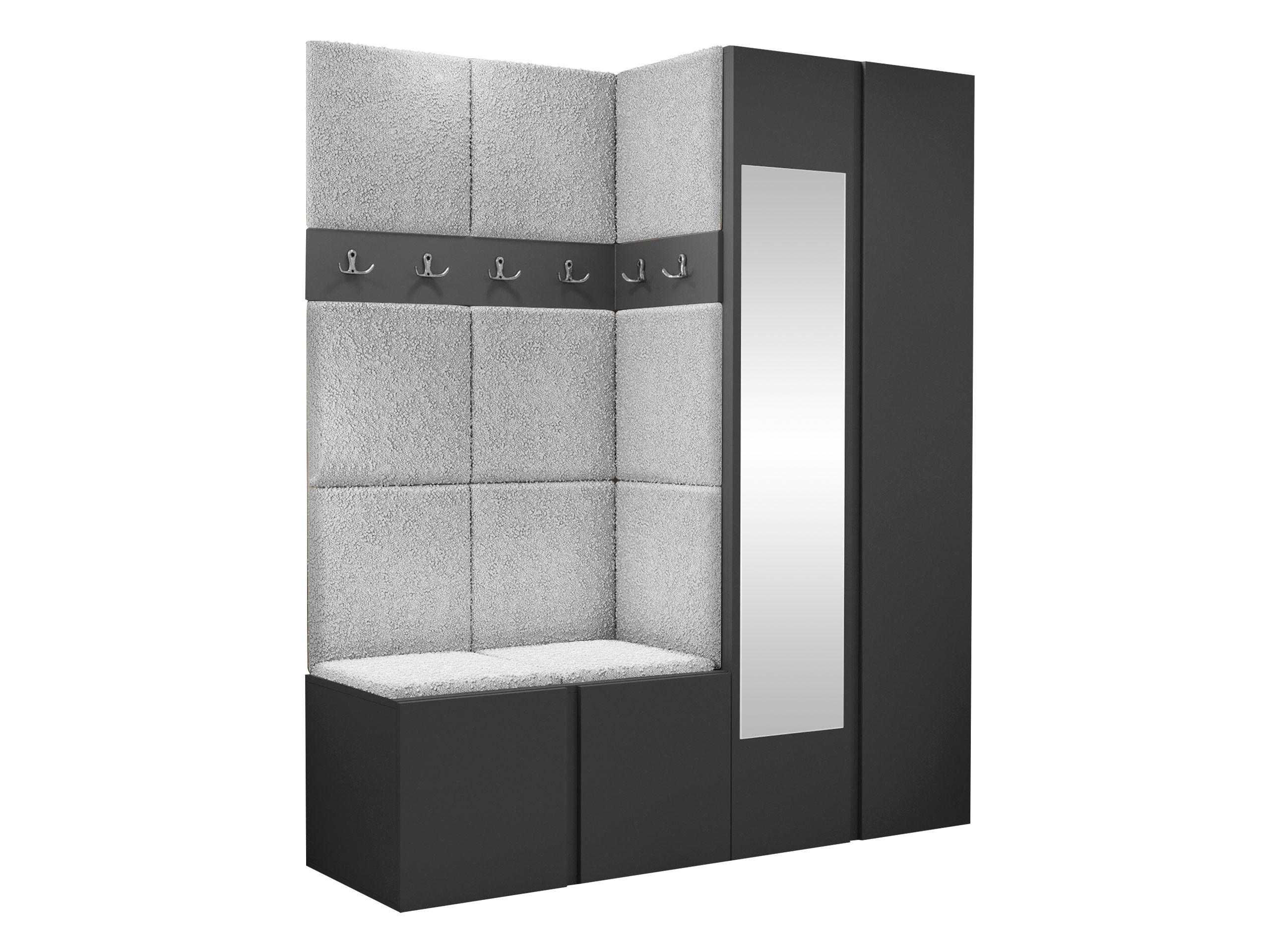 GARDEROBEN-SET Orion XII - Hellgrau/Graphitfarben, Holzwerkstoff/Kunststoff (158/186/46cm) - MIRJAN24