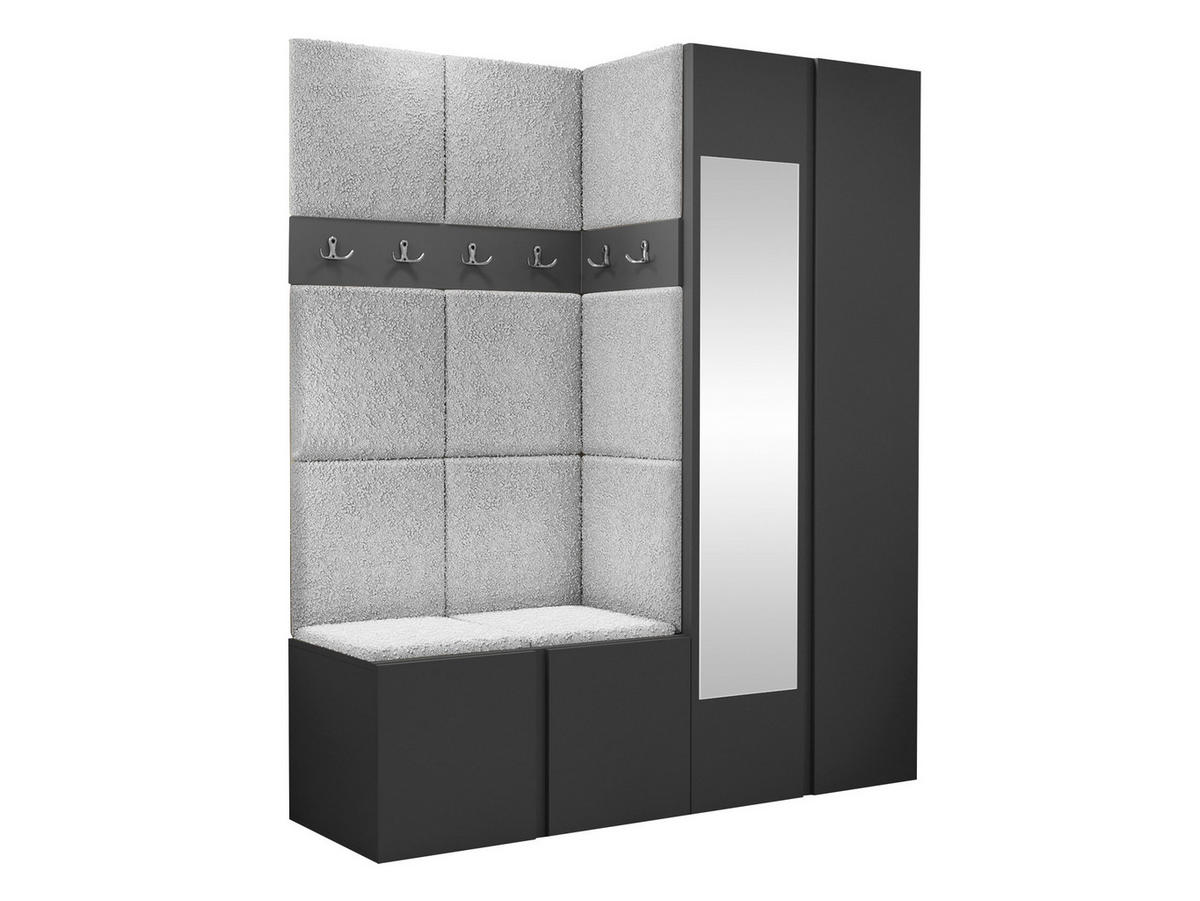 GARDEROBEN-SET Orion XII - Hellgrau/Graphitfarben, Holzwerkstoff/Kunststoff (158/186/46cm) - MIRJAN24