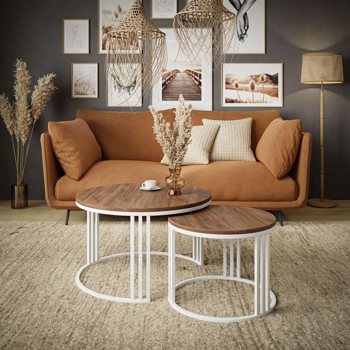 COUCHTISCH 2 in 1 LORI LOFT - Weiß, Holzwerkstoff (70/70/48cm) - Lookway