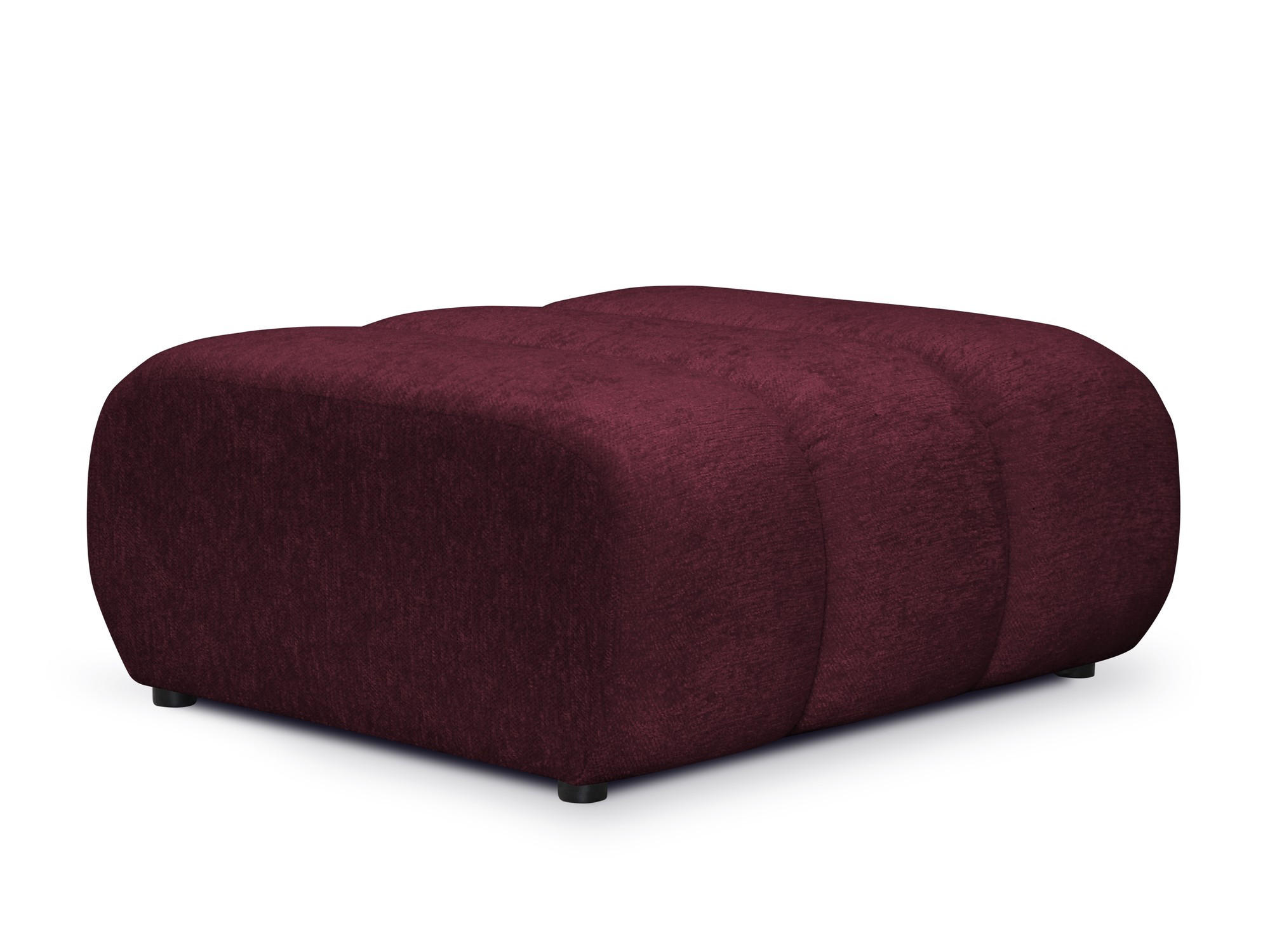 POUF Chenille Stoff Rot - Bordeaux/Schwarz, Holzwerkstoff/Kunststoff (94/40/89cm) - Makamii