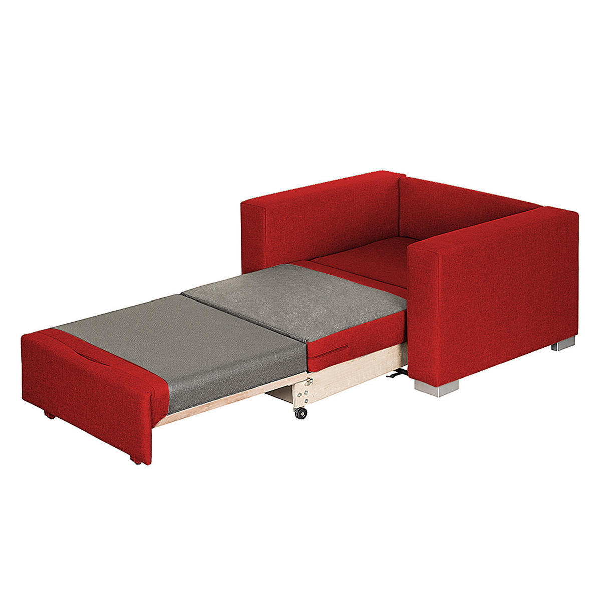 SCHLAFSESSEL - Silberfarben/Rot, Textil (110/90/90cm) - home24