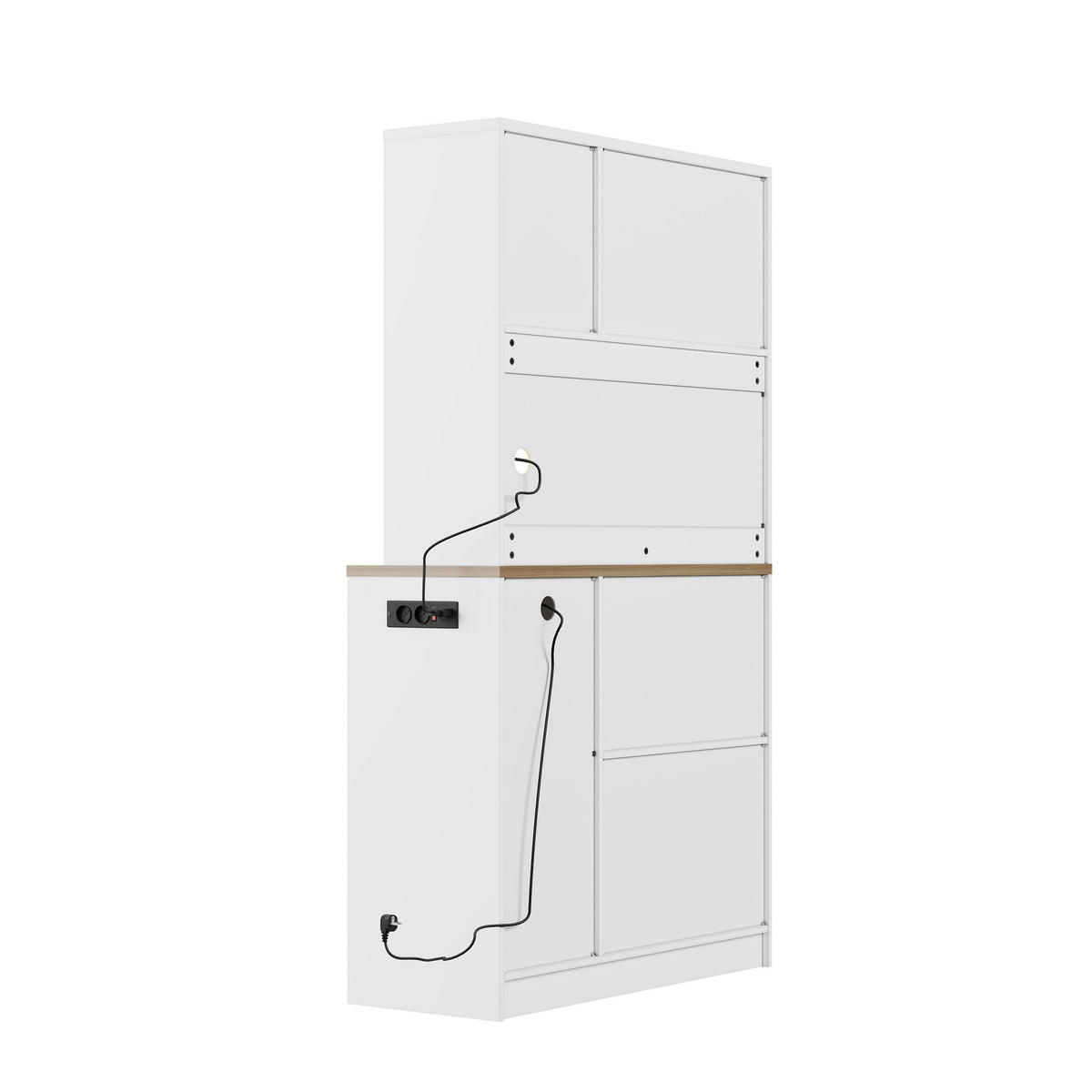BUFFET 100/40/180 cm weiß/eichefarben aus MDF mit LED - Weiß, Holzwerkstoff (100/180/40cm) - OKWISH