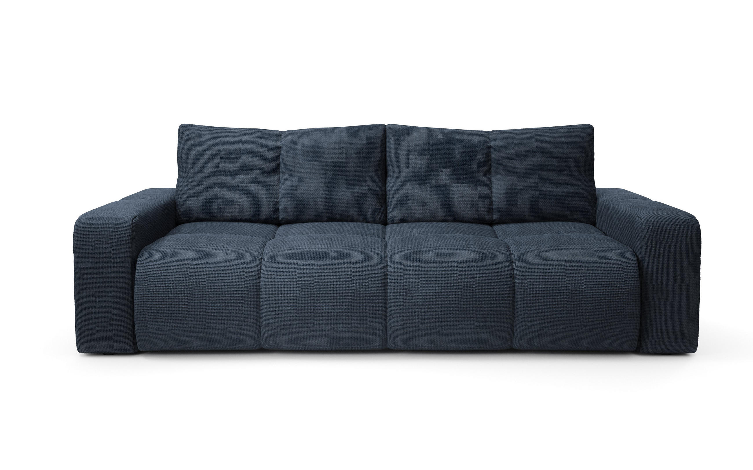 BETTSOFA DUCA Blau Jersey- Stoff mit Schlaffunktion - Blau, Holz (259/90/99cm) - MASSENO