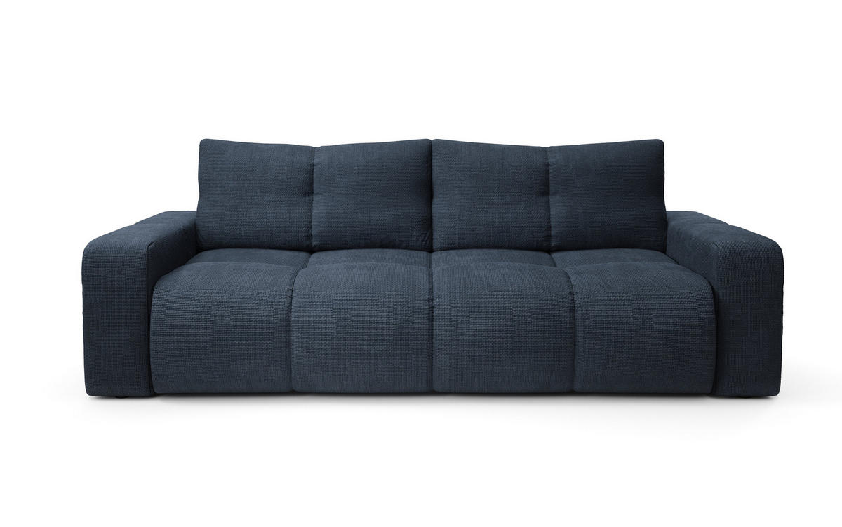 BETTSOFA DUCA Blau Jersey- Stoff mit Schlaffunktion - Blau, Holz (259/90/99cm) - MASSENO