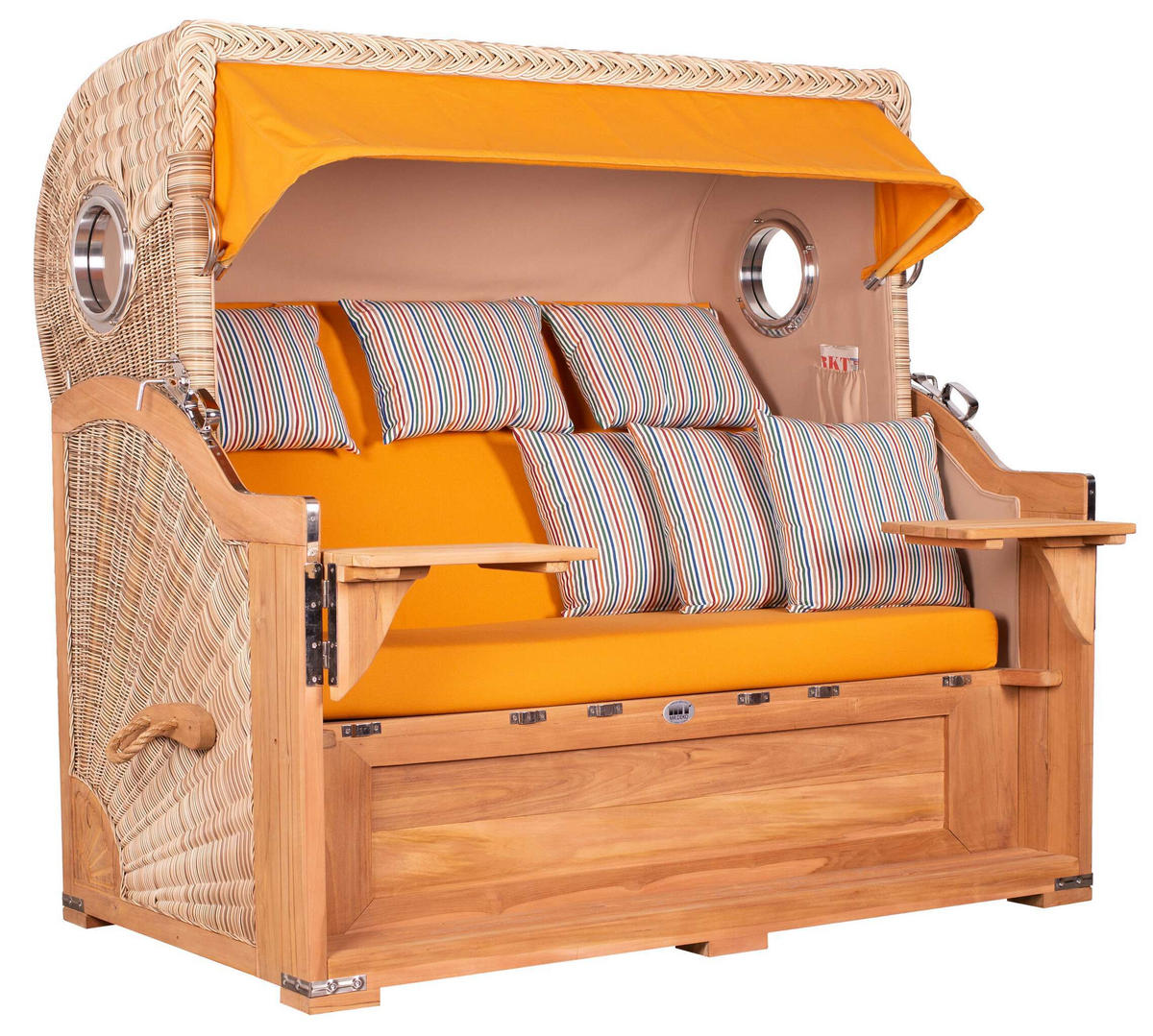 STRANDKORB XXL Baltikum mit Bullaugen - Gelb/Braun, Metall (170/170/95cm) - Mr. Deko