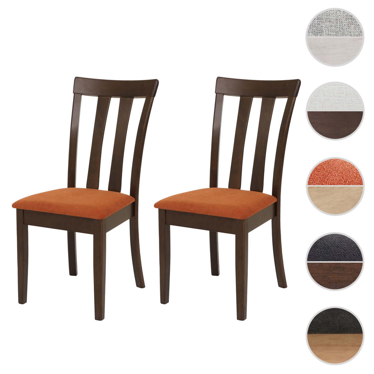ESSZIMMERSTUHL Orange, Dunkelbraun 2er-Set - Dunkelbraun/Orange, Holz (42/96/58cm) - MCW