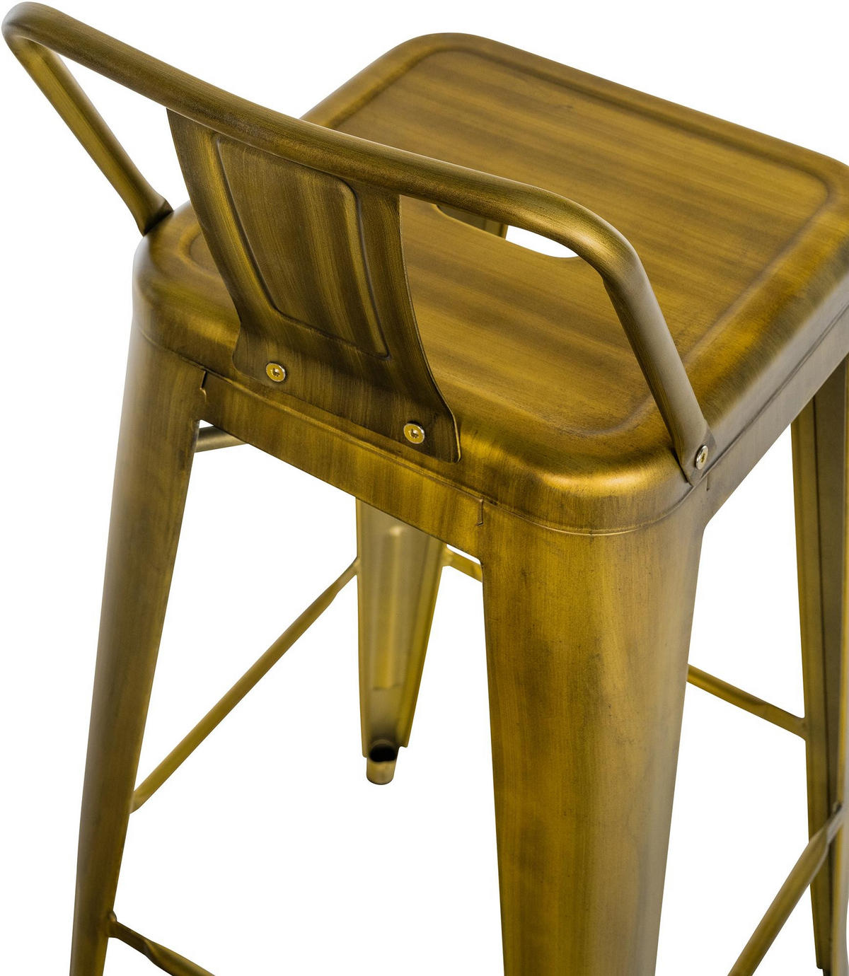 BARHOCKER Metall gold - Eukalyptusholzfarben/Goldfarben, Metall (44/96/43cm) - CLP