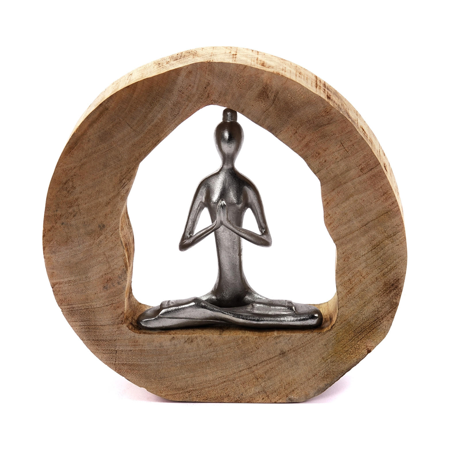 SKULPTUR Yoga Log Mangoholz-Sockel silber-natur - Naturfarben, Holz (28/28/6cm) - CREEDWOOD