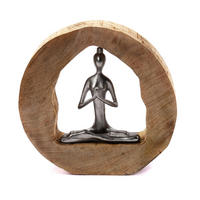 SKULPTUR Yoga Log Mangoholz-Sockel silber-natur - Naturfarben, Holz (28/28/6cm) - CREEDWOOD