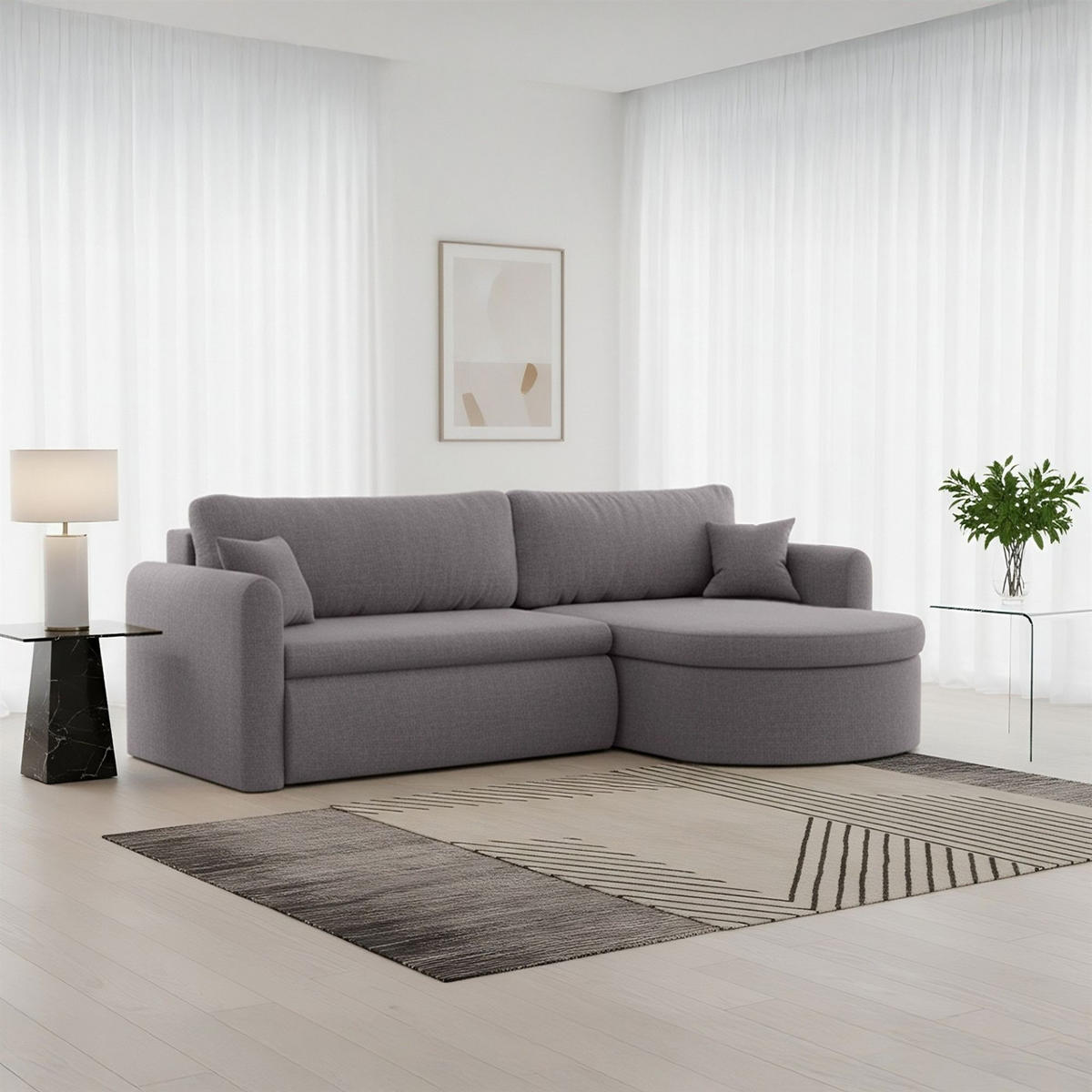 ECKSOFA Feliz In Faro - Grau, Holzwerkstoff/Textil (250/160cm) - Fun Möbel