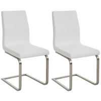ESSZIMMERSTÜHLE Belfort 2er Set 90x40x50 cm weiß - Weiß, Leder (40/90/50cm) - furnicato