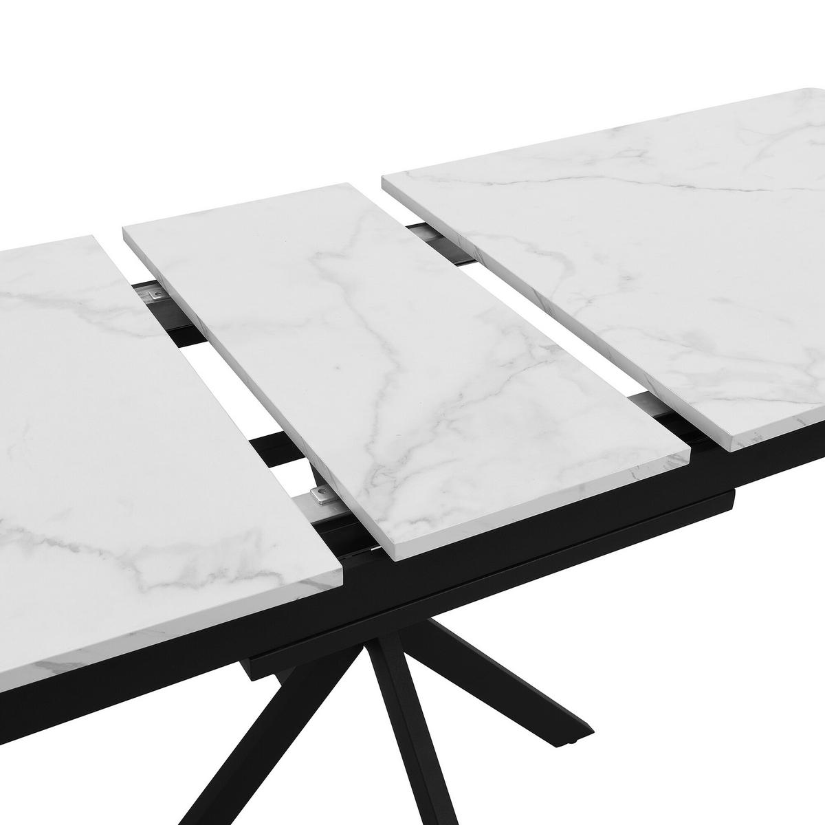 ESSTISCH Weiß und Schwarz 150-180/70/76 cm - Weiß, Holzwerkstoff (180/70/76cm) - Urban Meuble