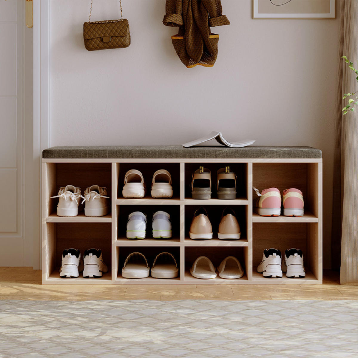 SCHUHSCHRANK sonoma-eiche 104/48/30 cm - Braun, Holz (104/48/30cm)
