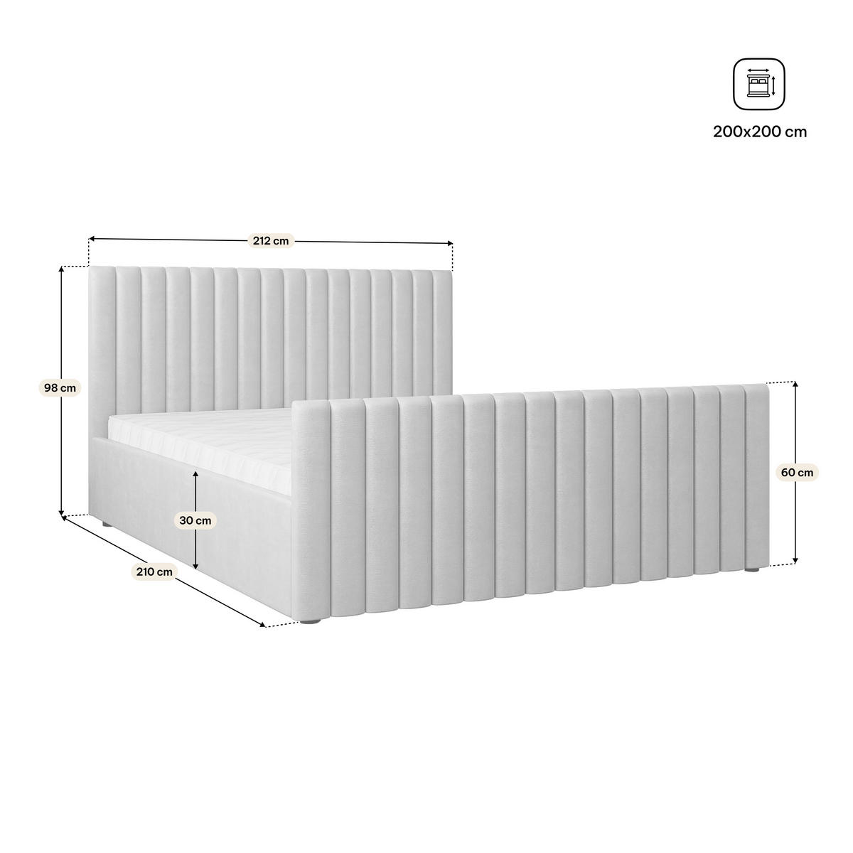 POLSTERBETT CANOVA K 200x200 cm mit Bettkästen - Beige - Beige, Holz/Textil - MASSENO