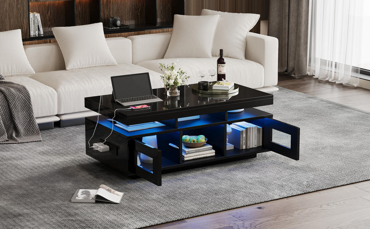 COUCHTISCH Schwarz 100/50/43 cm - Schwarz, Holzwerkstoff (50/100/43cm) - PANGIVO